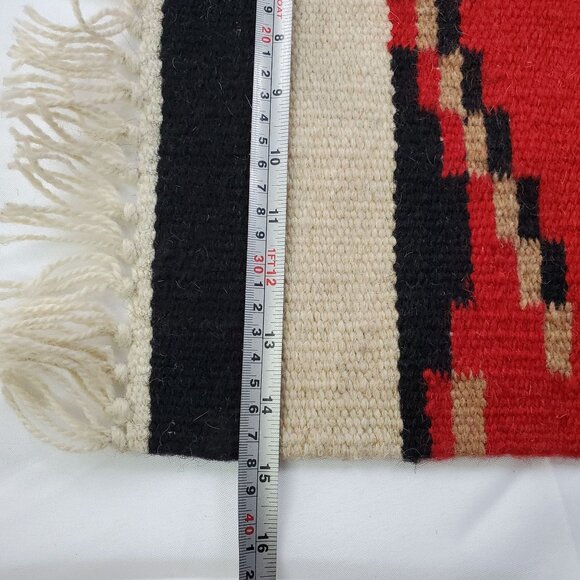 Vintage Southwestern Handwoven Wool Table Runner Rug Placemat 23" x 15" - Picture 6 of 7